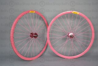 Velocity Deep V Track Wheels Solid Pink Fixed Gear