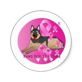 German Shepherd Dog Pink Ribbon Round Sticker