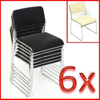 6x Konferenzstuhl Besucherstuhl Stuhl N65, stapelbar schwarz, creme