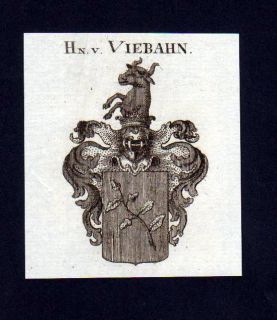 1780   Herren v. Viebahn Heraldik Kupferstich Wappen