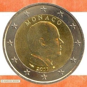 Kursmünzen Monaco 2 Euro Münze 2011 Fürst Albert II zwei