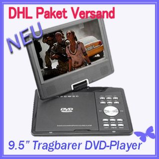 Tragbarer 9.5 DVD DVB T Player+220V&12V Auto+USB+Portable TV+ 3in1