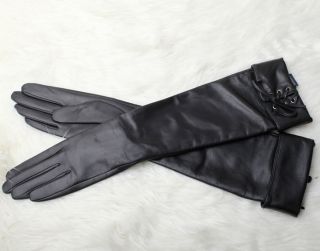 Damen Lang Echtes Leder Handschuhe gefütterte Winterhandschuhe