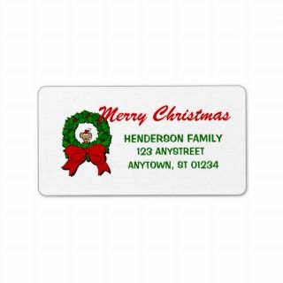 Christmas Mouse Wreath Address Label