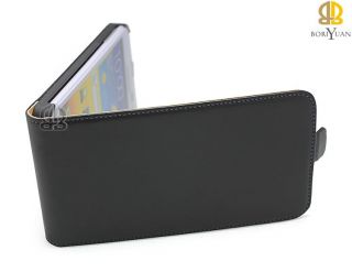 Schwarz ECHT Leder Tasche Flip Case + Folie für Samsung Galaxy Note