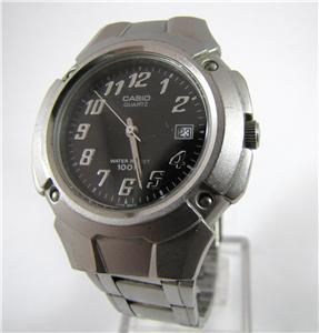 Quartz Watch CASIO MTP 3036 Analog Stainless Steel Band Black Dial