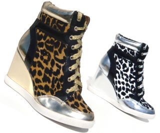 Leopardi Damen Hidden Wedge Sneaker Stiefelette Pumps