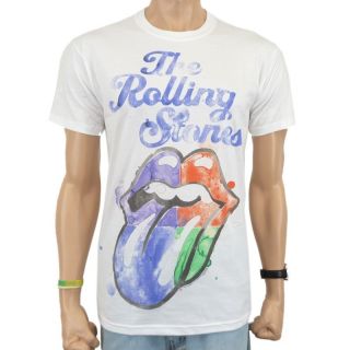 The Rolling Stones   Watercolor Tongue Band T Shirt, weiss
