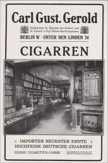 Zigarren Cigarre Tabak Geschaeft Fabrik Carl Gustav Gerold Berlin 1910