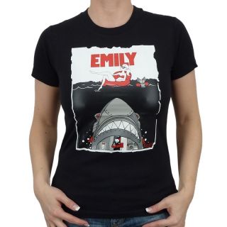 Emily the Strange   Shark Attack Girlie Shirt, schwarz