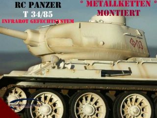 RC PANZER T 34 / 85 WEISS METALLKETTEN MONTIERT 116