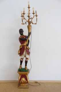 Lampe venezianischer Mohr Leuchter Skulptur Holz Metall 20. Jhd