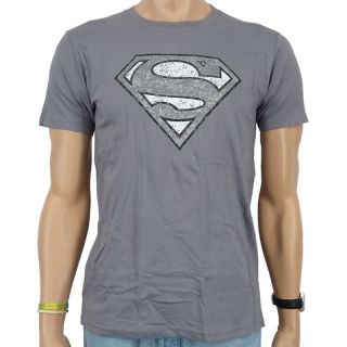 Superman   Logo Distressed T Shirt, grey