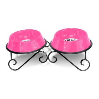 Platinum Pets Double Scroll Diner Stand   Pink