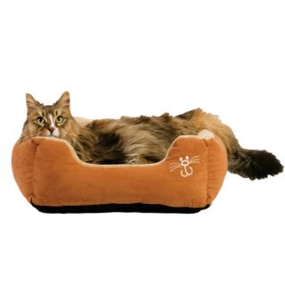 Grreat Choice Embroidered Cuddler Cat Bed   Tan
