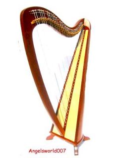 Irische Roundback Harfe 34 Saiten Halbtonklappen NEU Mit Softcase
