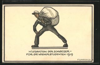 Künstler AK sign. F. Garraux Hilfsaktion der Schweizer f. d. Wiener