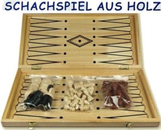 Schach, Dame, Backgammon Spielset 47x48cm Holz Nardi, Нарды