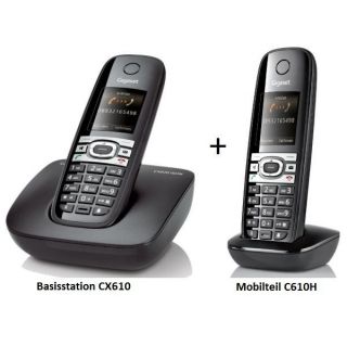 Gigaset CX610 + C610H Duo ISDN schnurlos Festnetz Telefon DECT schwarz
