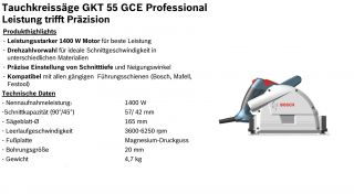Bosch Tauchkreissäge GKT 55 GCE inkl. L Boxx + FSN 1600