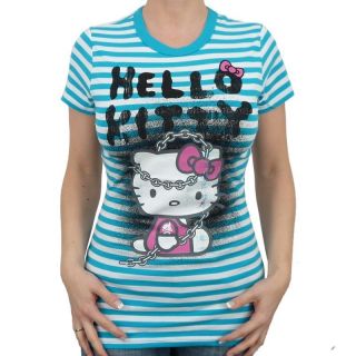 Hello Kitty   Stripy Chained Kitty Girlie Shirt, turquo