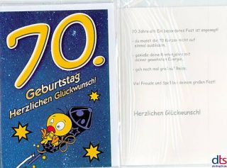 Geburtstagskarte m. Kuvert 70. Geburtstag Comic