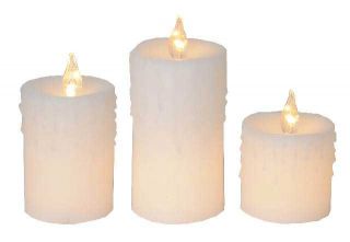 LED Stumpen Kerzen weiß Echtwachs 3er Set Kabel + Trafo f. permanente