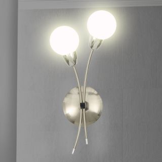 Design Wandlampe Wandleuchte Stahl Glas Weiss Satiniert Lampe Leuchte