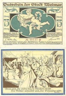 Notgeld, Sachsen, Weimar, Satz, 3x 75 Pfennig, 1921