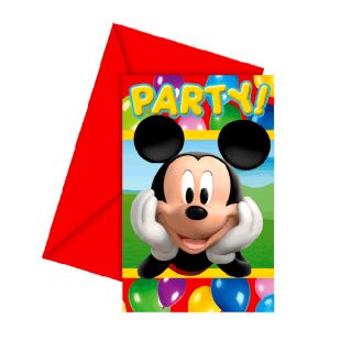 Micky Maus   Party Einladungskarten 6 Stk. Mickey Mouse