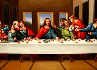letzte Abendmahl, da Vinci, Ölbild, HANDGEMALT, 60x90cm