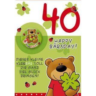 BärenBande Button Geburtstagskarte 40. Geburtstag 