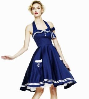 Hell Bunny marineblau Motley 50er Jahre Kleid Bekleidung