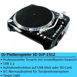 DJ Plattenspieler Vinyl 33/45/78 U/min Turntable USB SD