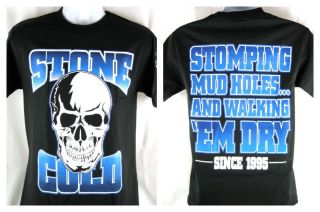 Stone Cold Steve Austin Stomping Mudholes White Skull T shirt New