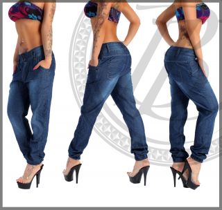 j83) Damen Hüft Jeans Hose Boyfriend Baggy Style Blau 34 XS   42 XL