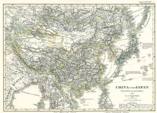 Historische alte Landkarte Old Map NIPON JAPAN CHINA KOREA 1850