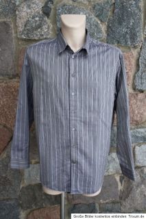 ARMANI Collezioni Hemd Shirt XL/XXL Streifen grau TOP