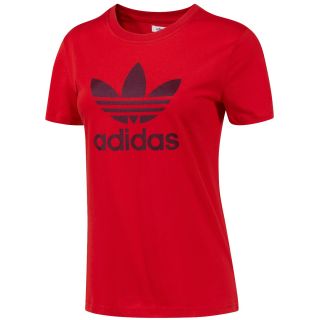 Adidas Originals Damen Trefoil T Shirt rot Tee 100% Baumwolle