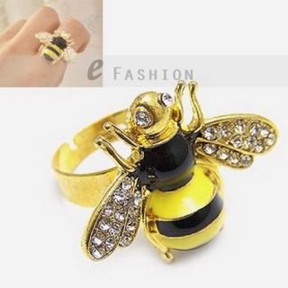 Ring Biene Style Bee Ringe Strass Damen Fingerring NEU 102 0133