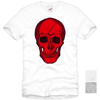 Red Skull T Shirt Totenkopf Rocker Street Wear Skater Tattoo Punk