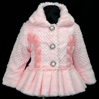 p109 Faux Rosa Fur Fallen Winter Jacke Mädchen Coat Größe 104 152