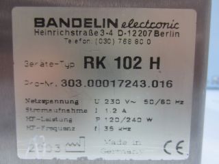 Ultraschallgerät Bandelin Sonorex RK 102 H