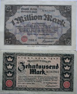 GUTSCHEIN über Zehntausend Mark & 1 Million Mark 1923 PG#121