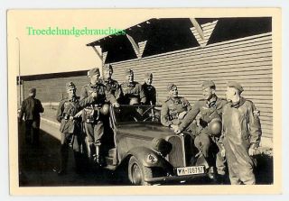 ORIGINAL FOTO DEUTSCHER JEEP MIT KENNUNG KFZ MIT SOLDATEN UM 1940 2 WK