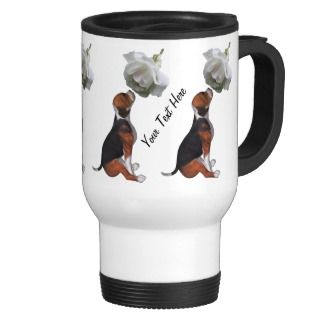 Beagle Puppy White Rose Cute Dog Travel Mug