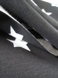 Sterne Jersey Stoff schwarz weiß Baumwolle wie Sweatshirt Stoff 135