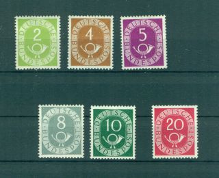 Briefmarken BRD 1951 Posthorn Mi Nr 123   125, 127   128 * + 130 **