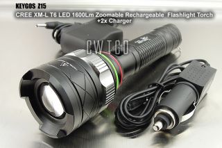 CREE XM L T6 LED 1600Lm Flashlight Torch Z15 Rechargeable Zoomable
