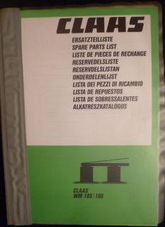 Claas Mähwerk WM 165 + WM 185 Ersatzteil Katalog